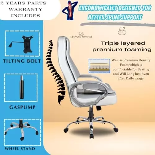 NEWTURN Creta Boss Office Chair High Back Standard Size Metal Material 5 Wheel Revolving Grey