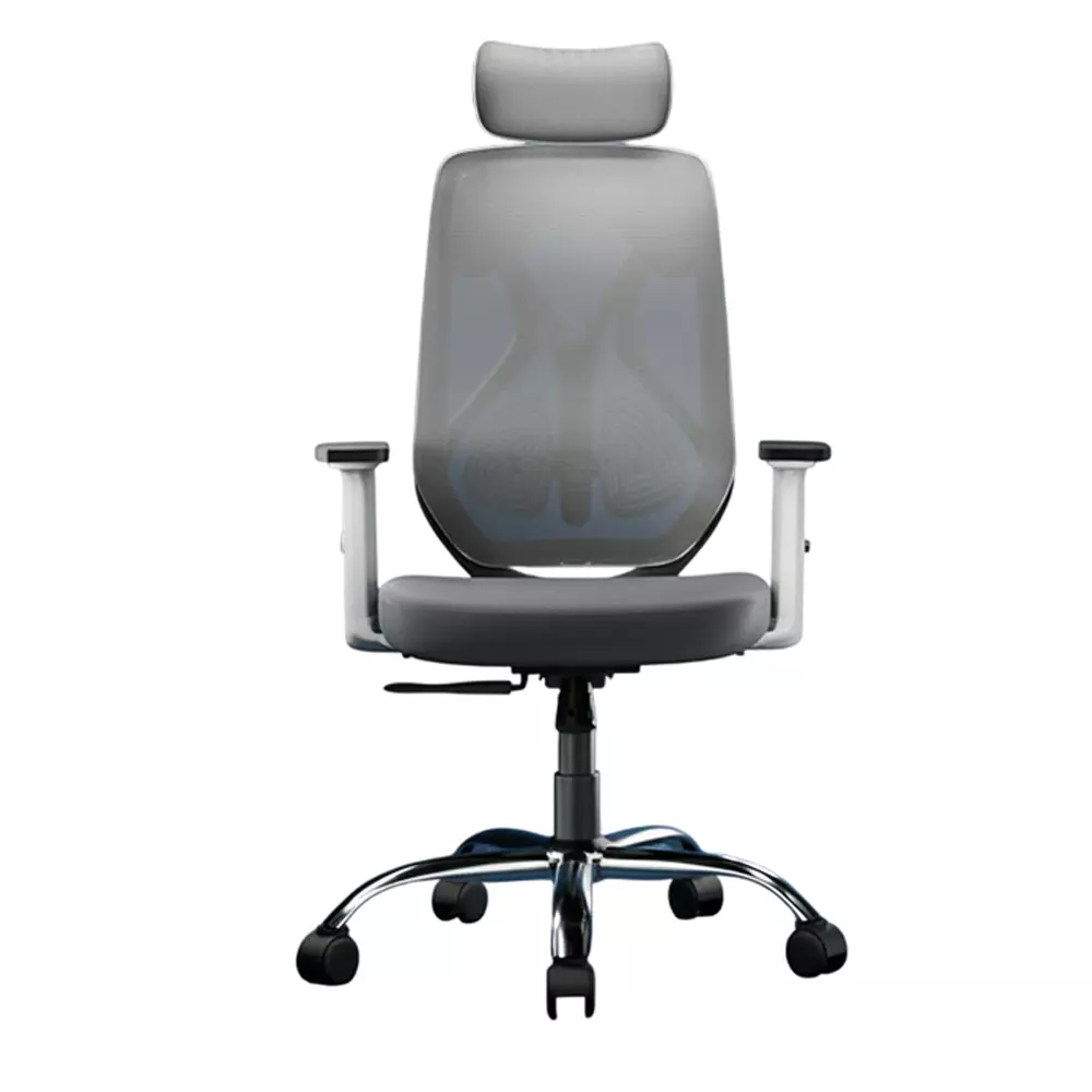 Vergo Office Chair Transform Classic HB High Back White Grey for WFH/Study/Computer Desk with 1D Armrests
