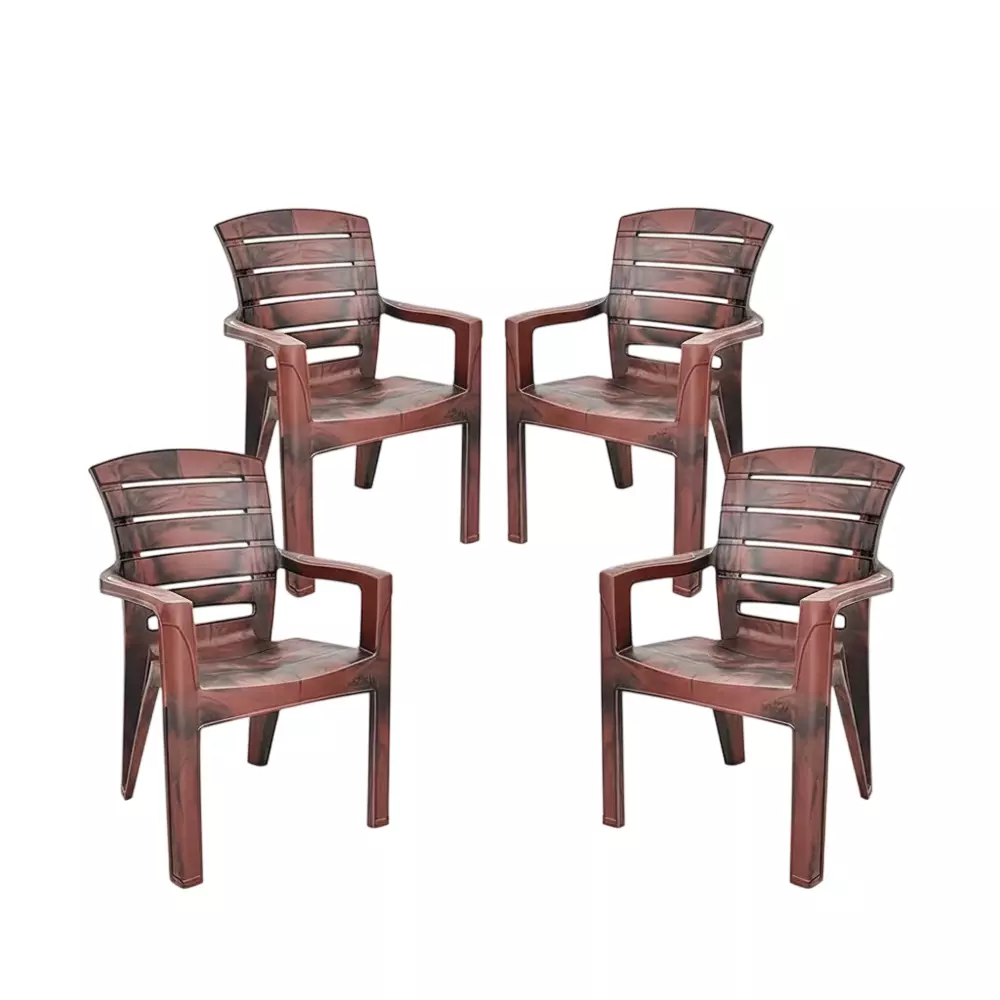 Maharaja Heavy Duty Plastic Chairs Matt Pattern Up to 200 Kg Weight Capacity Copper, Singham-101 (Pack of 4 Pcs)