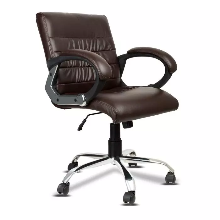 Ib basics Brown Leatherette Newton Medium Back Office Executive Chair