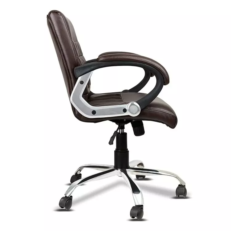 Ib basics Brown Leatherette Newton Medium Back Office Executive Chair