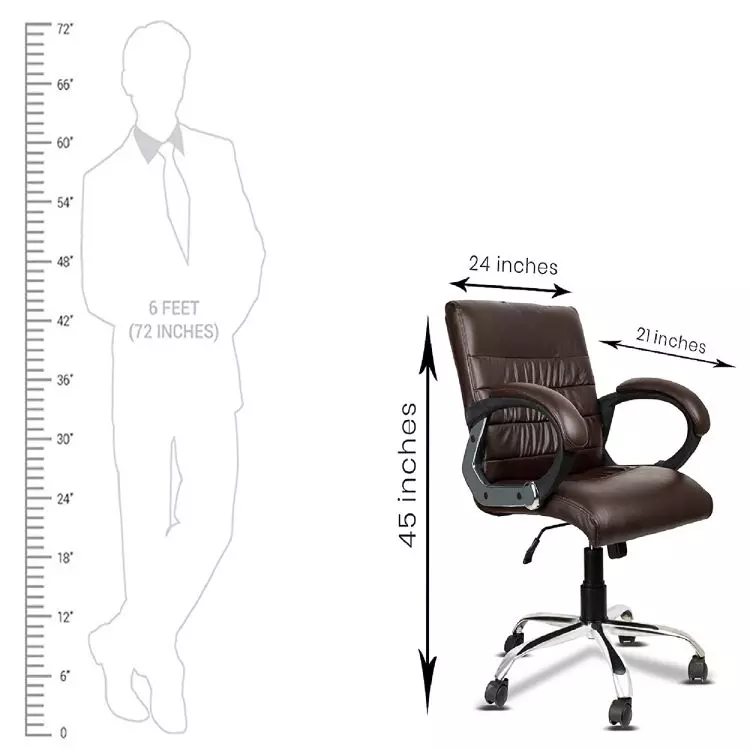 Ib basics Brown Leatherette Newton Medium Back Office Executive Chair