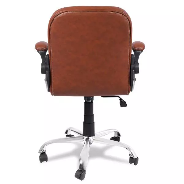 Ib basics Light Brown Leatherette Studzy Low Back Office Desk Chair