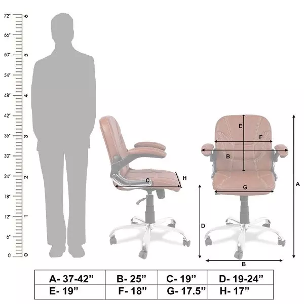 Ib basics Light Brown Leatherette Studzy Low Back Office Desk Chair
