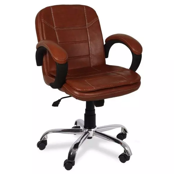 Ib basics Light Brown Leatherette Baxtonn Low Back Office Executive Chair Set of 2