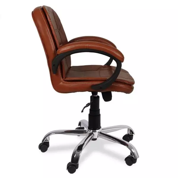 Ib basics Light Brown Leatherette Baxtonn Low Back Office Executive Chair Set of 2