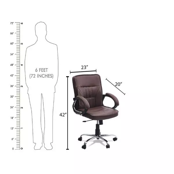 Ib basics Dark Bown Leatherette Oxamy Medium Back Ergonomicanomic Office Executive Chair