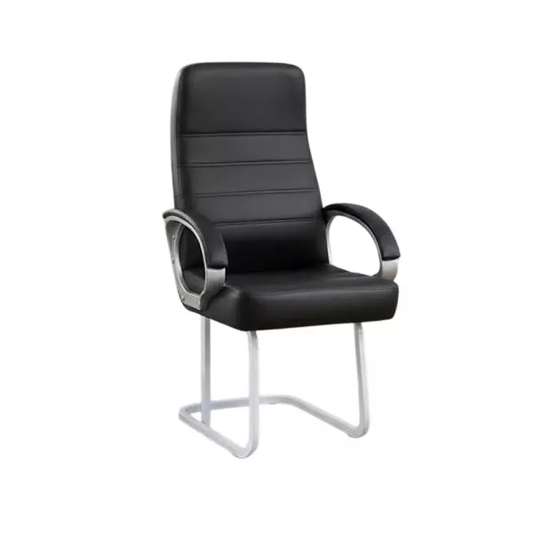 Rolex High Back Visitor Office Chair With Double Support Legs & Cushion Padded Handles, 150 Kg Weight Capacity & Synthetic Leather Upholstery, Black