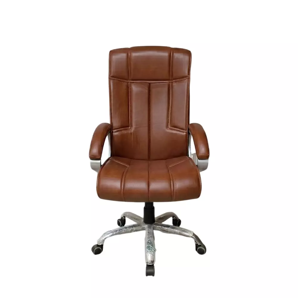 COZY CUB  Office Executive Chair with Arm Rest Lite Brown Leatherette High Back for Office & Home, CC-BS-LiteBRN-DBL-04