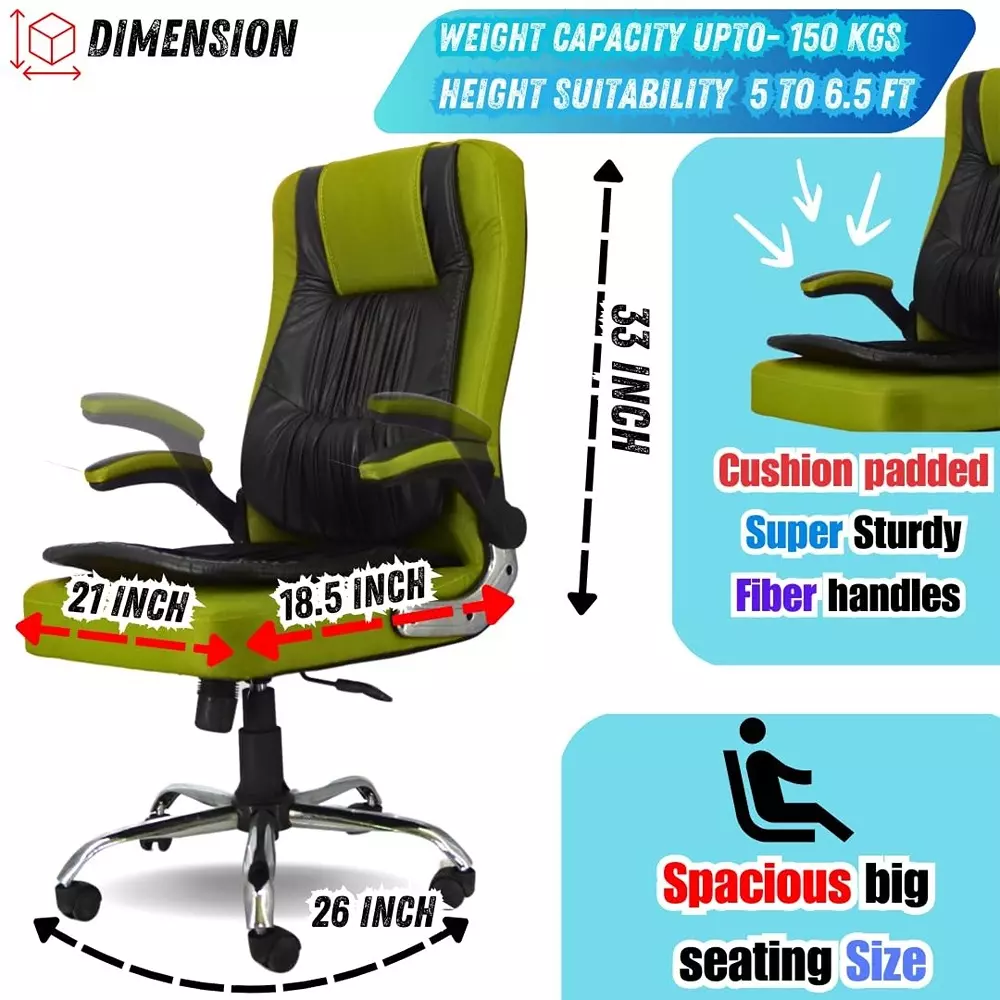 zidle-oscar-high-back-office-and-home-chair-green-black-faux-leather-with-double-paddes-cushion-metal-base-adjustable-height