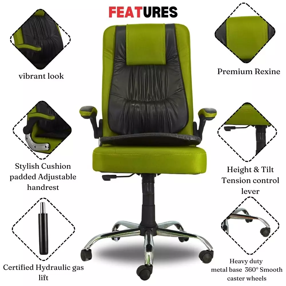 zidle-oscar-high-back-office-and-home-chair-green-black-faux-leather-with-double-paddes-cushion-metal-base-adjustable-height