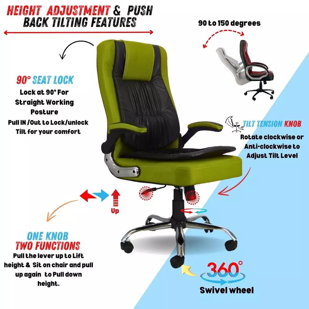 zidle-oscar-high-back-office-and-home-chair-green-black-faux-leather-with-double-paddes-cushion-metal-base-adjustable-height