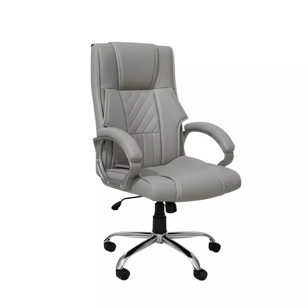Activa Kim Ergonomic Office Chair with Padded Seat & Arm Rest High Back Premium Leatherette Grey for Home & Office Use