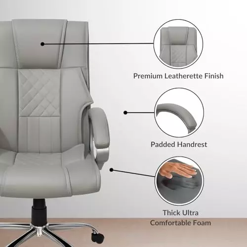 activa-kim-ergonomic-office-chair-with-padded-seat-arm-rest-high-back-premium-leatherette-grey-for-home-office-use