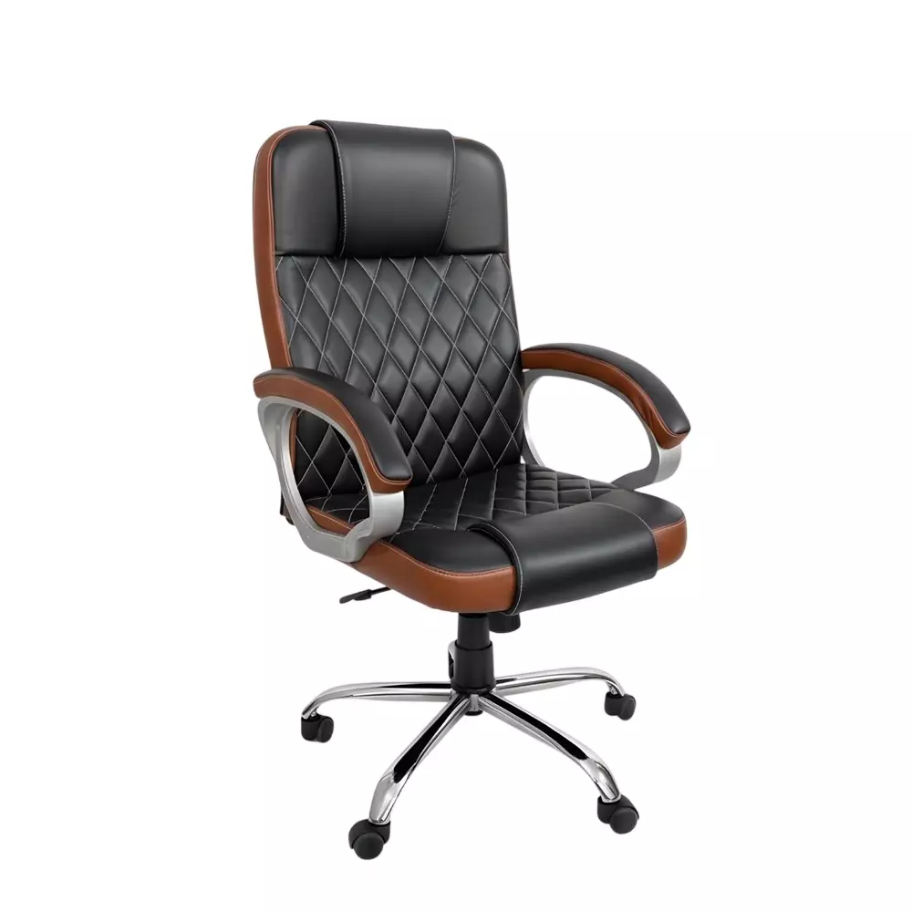 Activa Kohinoor Executive Office Chair with Cushioned Seat & Arm Rest High Back Upholstered Leather Tan & Black for Home, Gaming & Office Use