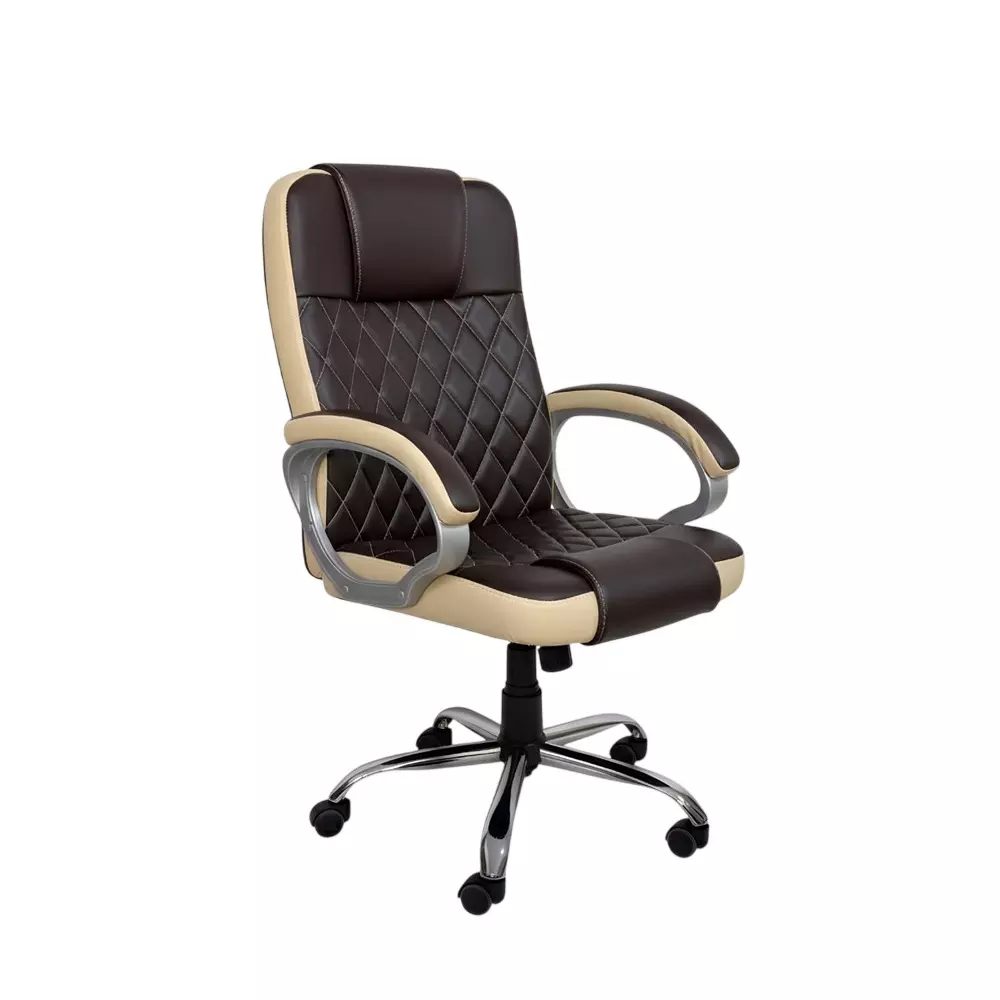 Activa Kohinoor Executive Office Chair with Cushioned Seat & Arm Rest High Back Upholstered Leather Beige & Coffee for Home, Gaming & Office Use