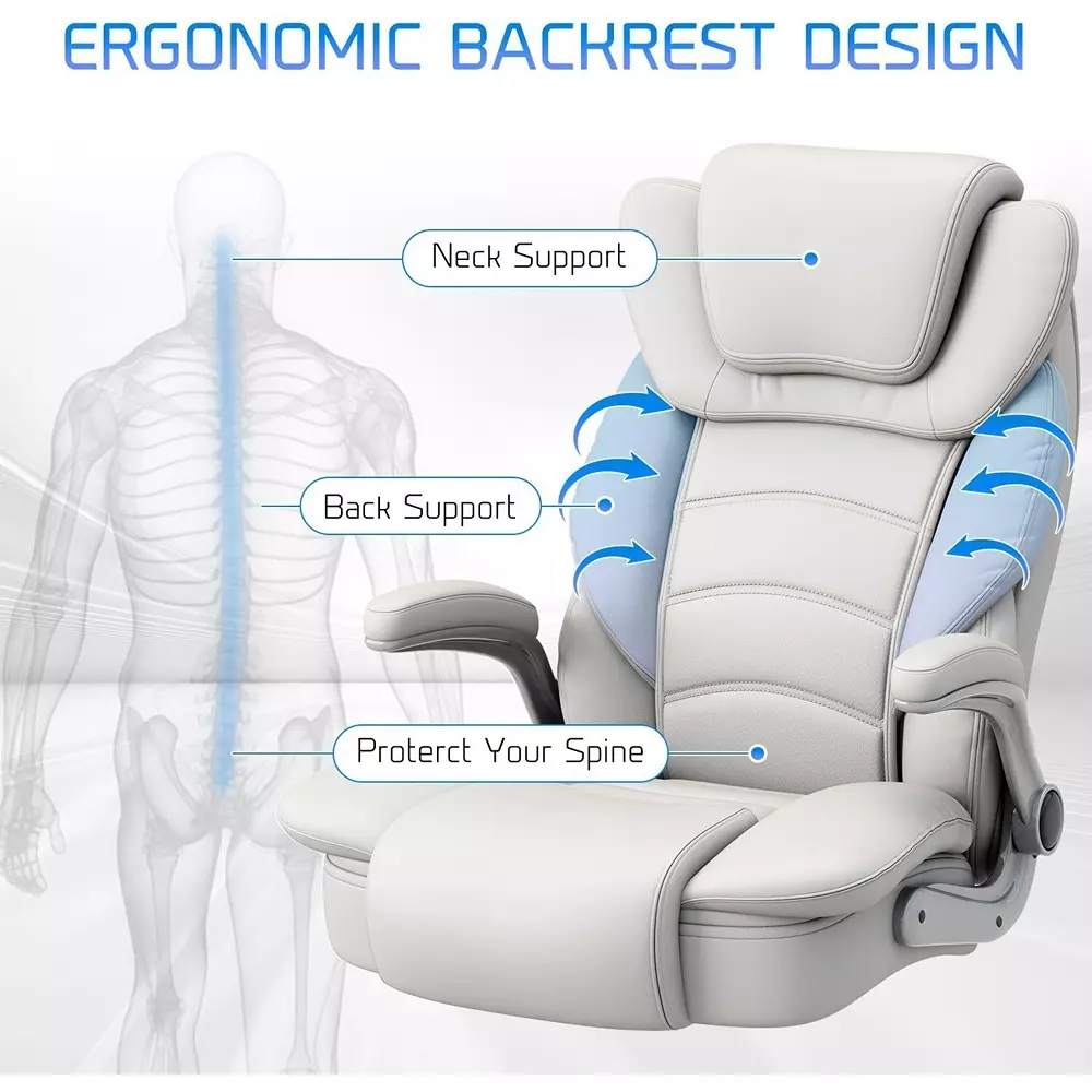 CHAIRTECH High Back Office Executive Chair Leatherette White for Office & Professional Use