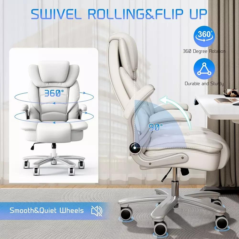 CHAIRTECH High Back Office Executive Chair Leatherette White for Office & Professional Use
