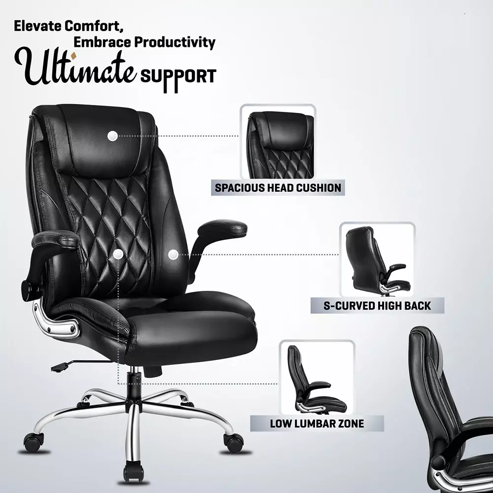 CHAIRTECH High Back Office Conference Chair Leatherette Black Ergonomic for Office & Professional Use