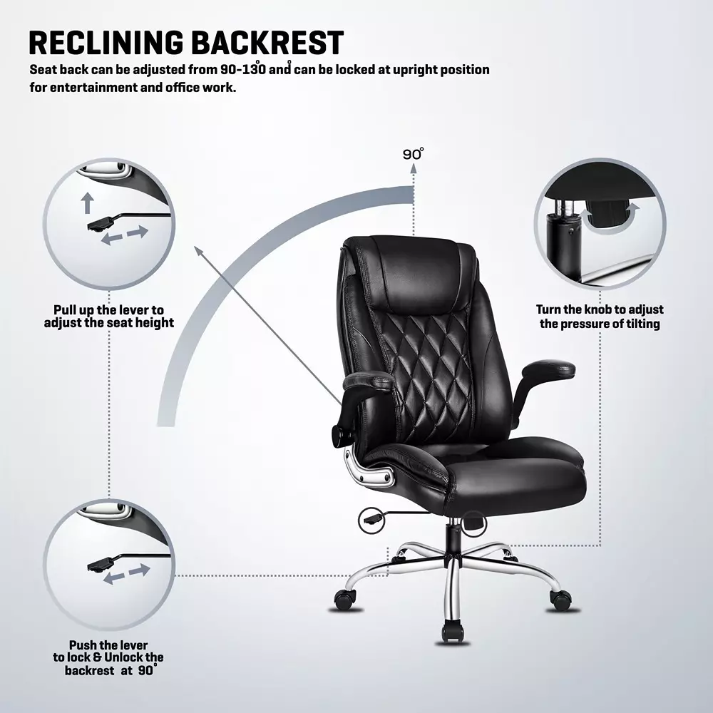 CHAIRTECH High Back Office Conference Chair Leatherette Black Ergonomic for Office & Professional Use
