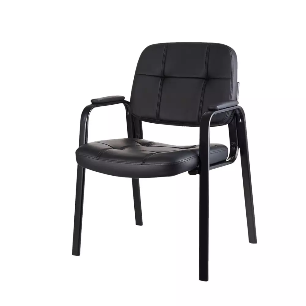CHAIRTECH Armless Office Visitor Chair Leatherette Black for Office & Professional Use