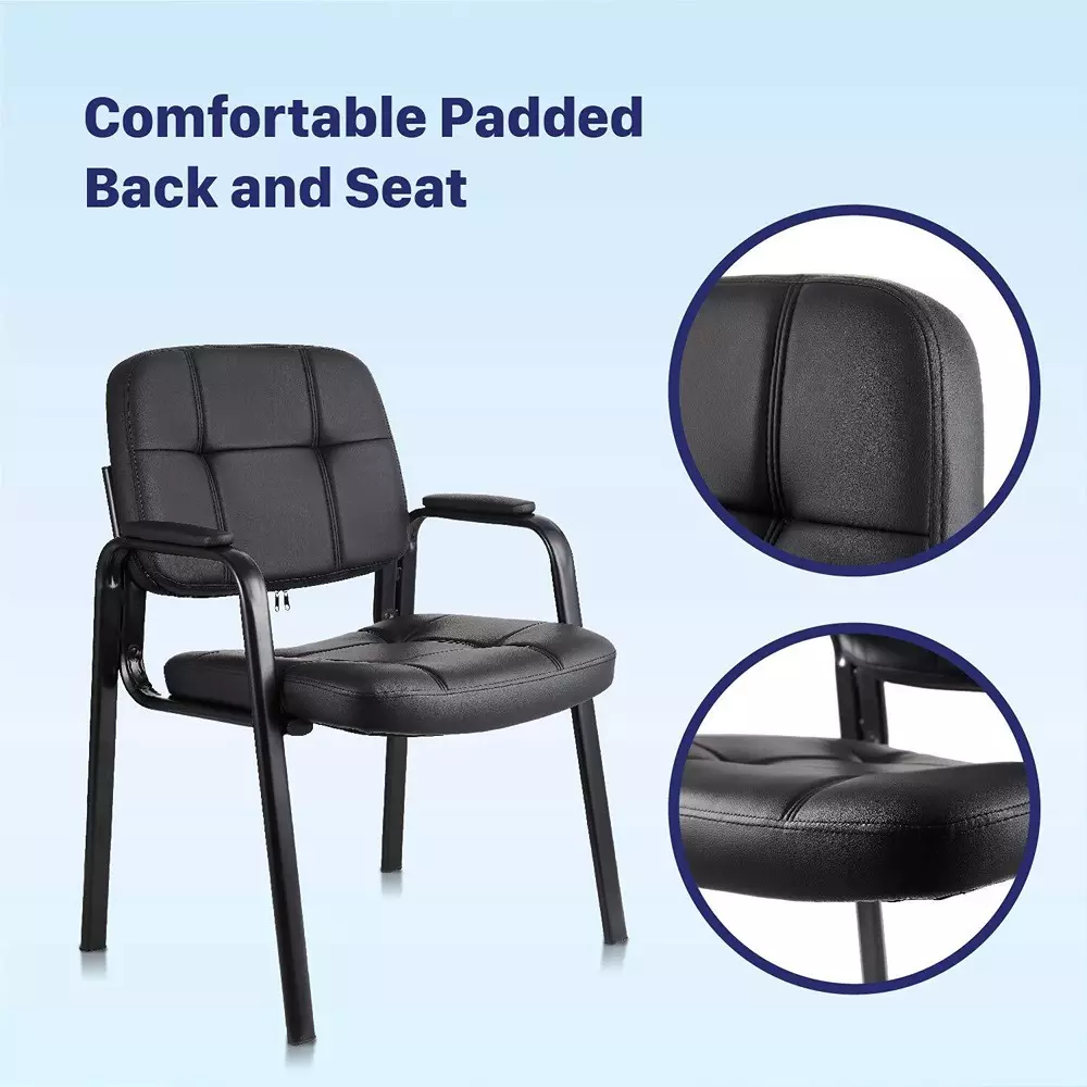 CHAIRTECH Armless Office Visitor Chair Leatherette Black for Office & Professional Use