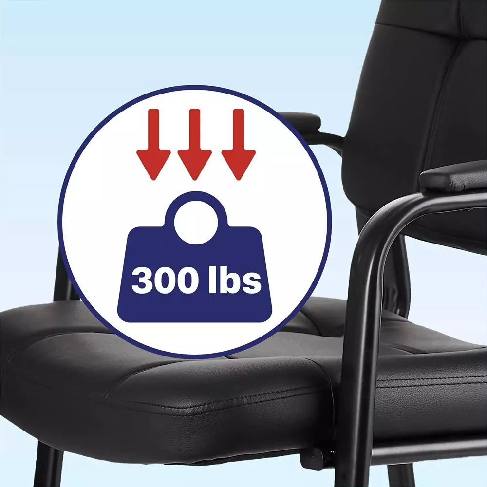 CHAIRTECH Armless Office Visitor Chair Leatherette Black for Office & Professional Use