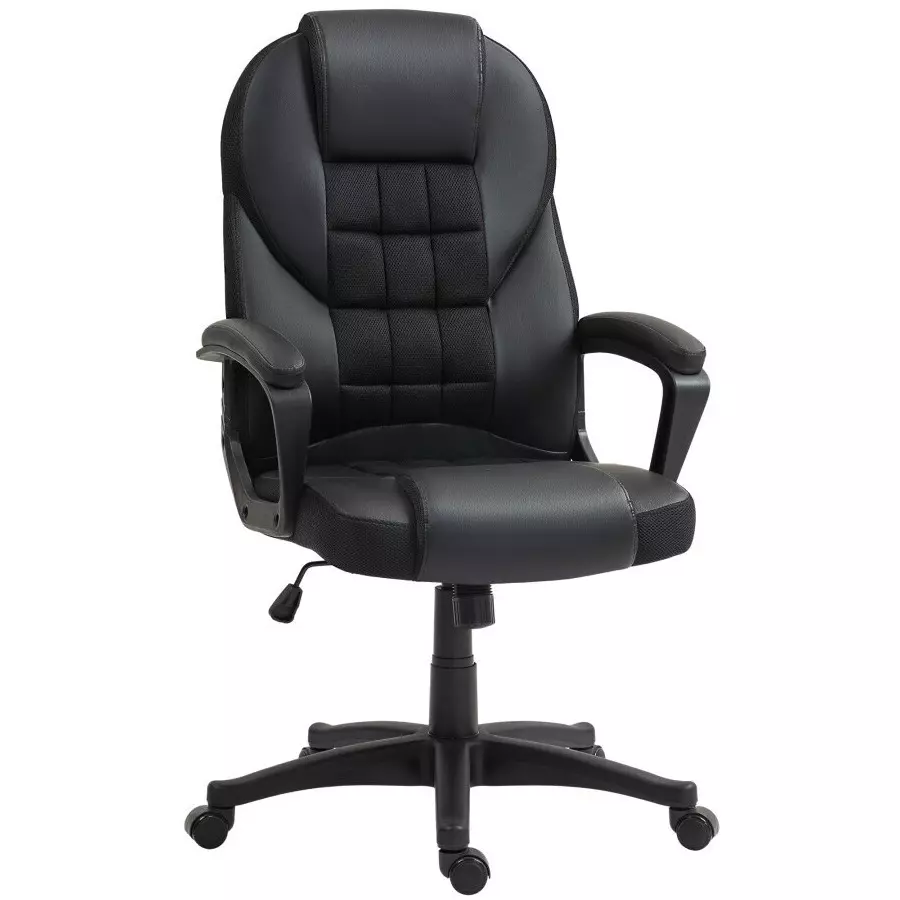 CHAIRTECH Office Executive Chair Leatherette Black Wood Frame for Office & Professional Use