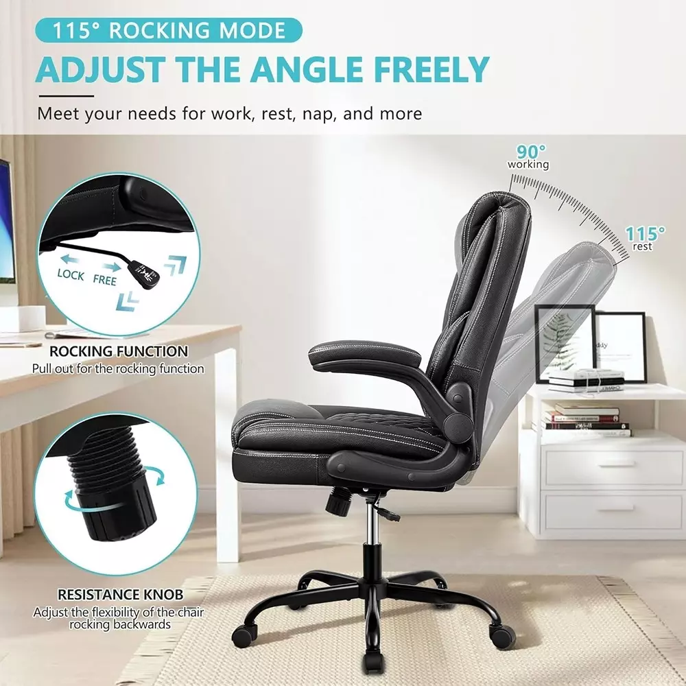 CHAIRTECH Office Executive Chair Leatherette Black Wood Frame for Office & Professional Use
