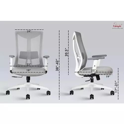 Rose Henley Ergonomic Office Chair Mid Back White & Grey India