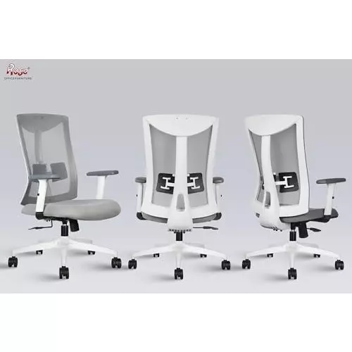 Rose Henley Ergonomic Office Chair Mid Back White & Grey India