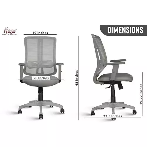 Rose Wave Ergonomic Office Chair Mid Back Grey India