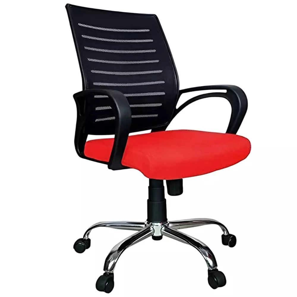 SAHANI Medium Back Ergonomic Office Chair Mesh Fabric Arm Rest Red, SSF-03