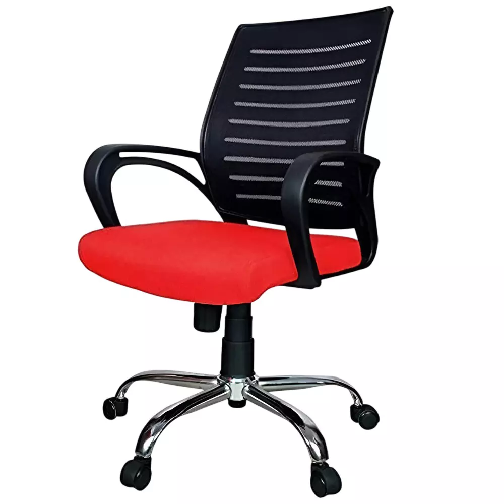 SAHANI Medium Back Ergonomic Office Chair Mesh Fabric Arm Rest Red, SSF-03