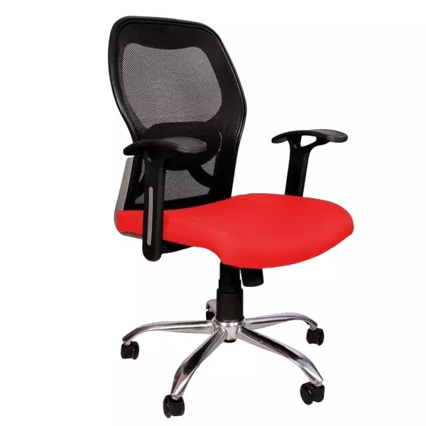SAHANI Matrix Medium Back Office Chair Mesh Fabric Arm Rest Red, SSF-04