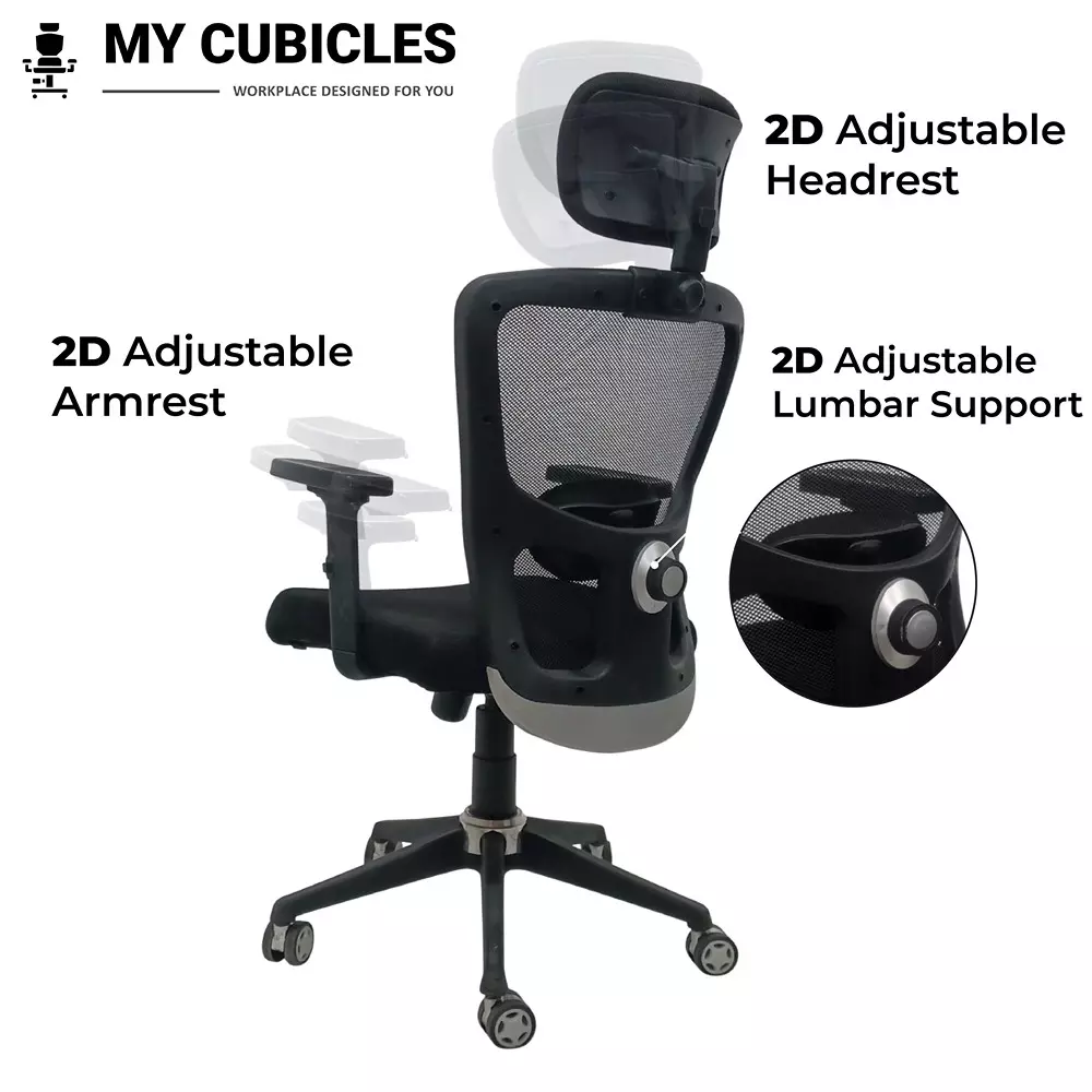MY CUBICLES Majesty Ergonomic Executive Office Chair High Back Polyurethane Foam Weight Capacity Upto 115 Kg Black, MC0010