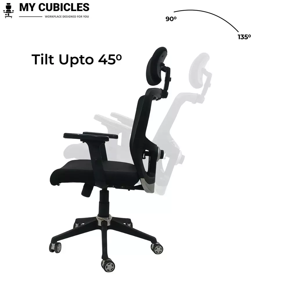 MY CUBICLES Majesty Ergonomic Executive Office Chair High Back Polyurethane Foam Weight Capacity Upto 115 Kg Black, MC0010