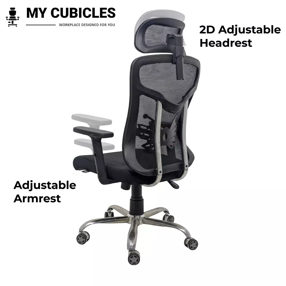 MY CUBICLES Sovereign Office Chair High Back Polyurethane Foam Weight Capacity Upto 115 Kg Black, MC0085