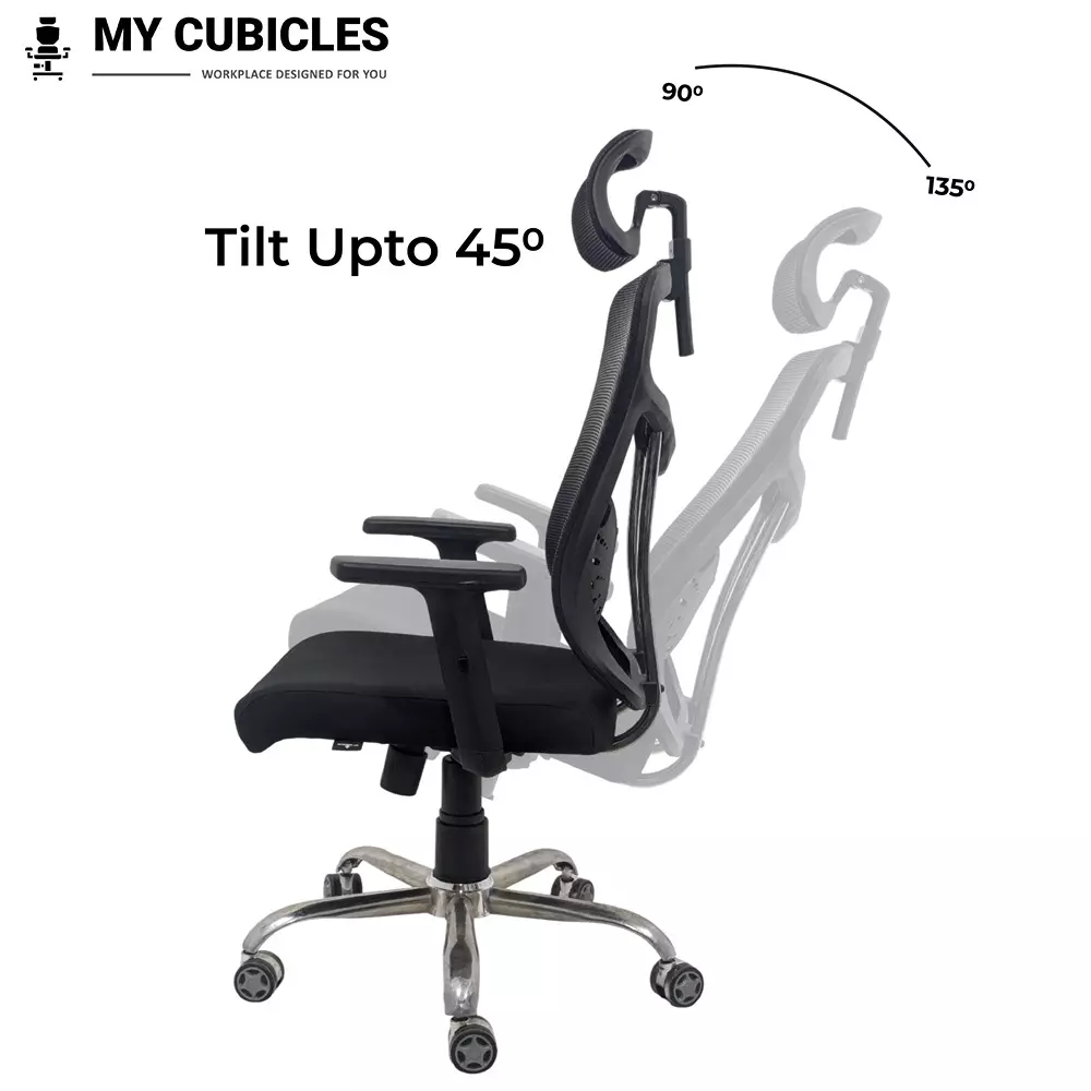 MY CUBICLES Sovereign Office Chair High Back Polyurethane Foam Weight Capacity Upto 115 Kg Black, MC0085