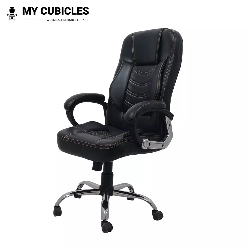 MY CUBICLES Regal Luxury Boss Chair High Back Polyurethane Foam Weight Capacity Upto 120 Kg Black, MC0084