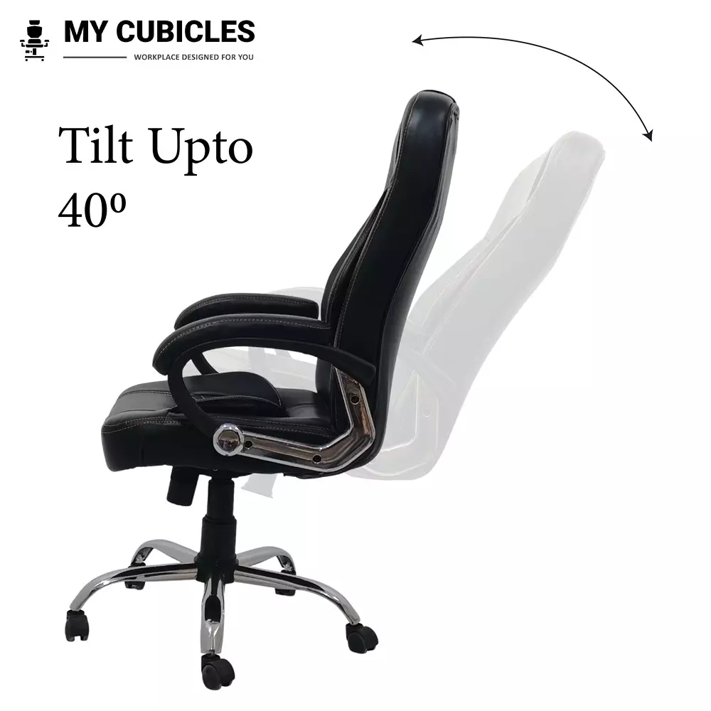MY CUBICLES Regal Luxury Boss Chair High Back Polyurethane Foam Weight Capacity Upto 120 Kg Black, MC0084