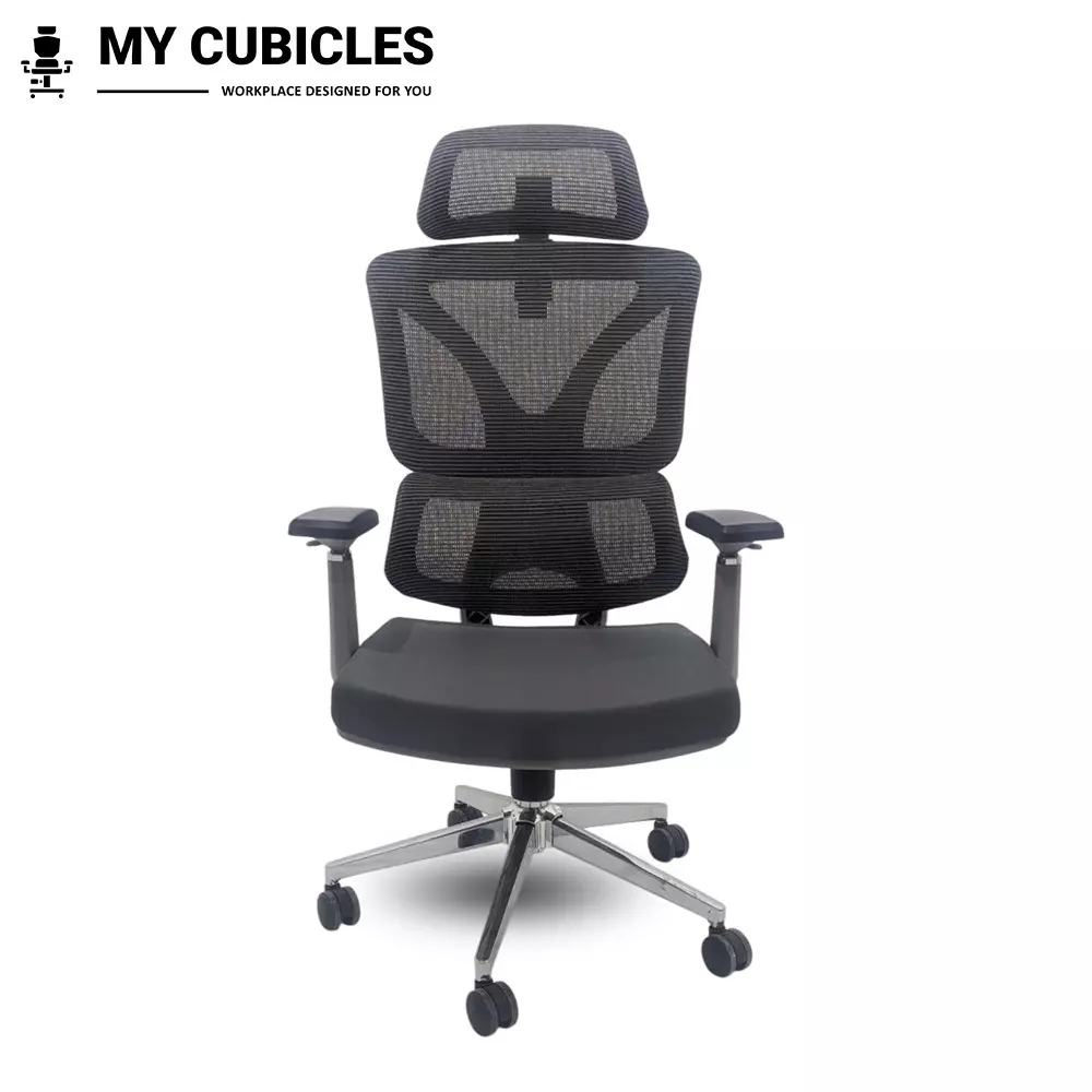 MY CUBICLES Ergo Gladiator Executive Office Chair High Back Polyurethane Foam Weight Capacity Upto 120 Kg Grey, MC0078