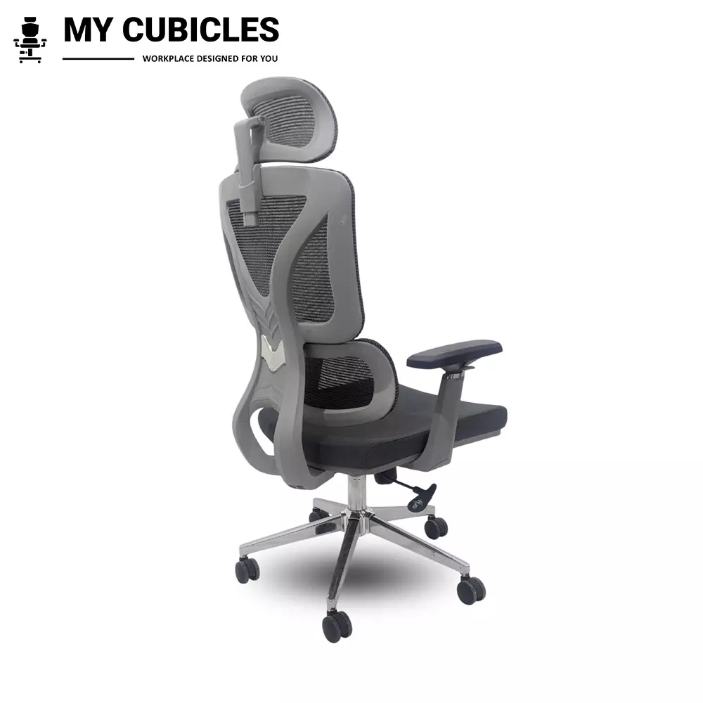 MY CUBICLES Ergo Gladiator Executive Office Chair High Back Polyurethane Foam Weight Capacity Upto 120 Kg Grey, MC0078