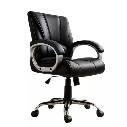 NEWTURN Alpha Revolving Mid Back Arm Rest Office Chair 360° Swivel Teak Black Mette Finish for Office, Home & School Use