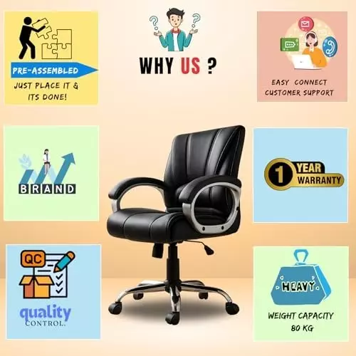 NEWTURN Alpha Revolving Mid Back Arm Rest Office Chair 360° Swivel Teak Black Mette Finish for Office, Home & School Use