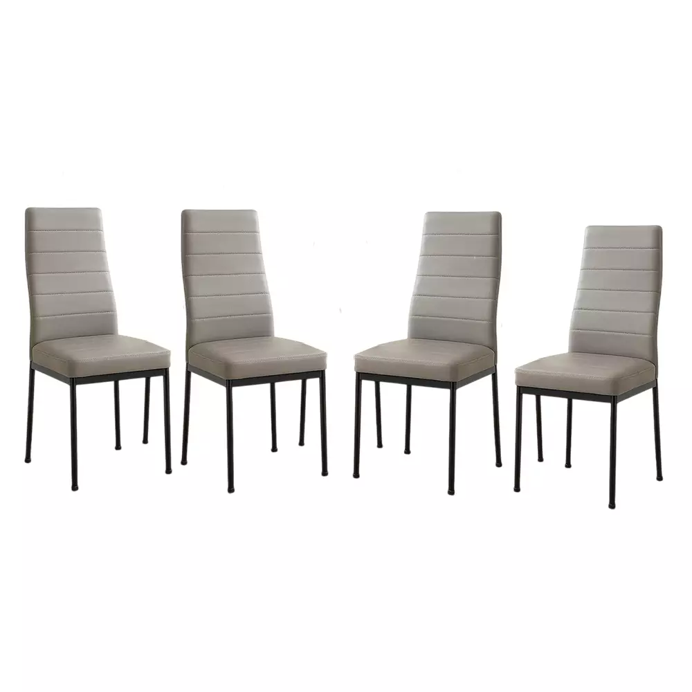 Zidle Bloom Dining Chair Set Faux Leatherette Solid Back Grey for Living Room, Dining, Restaurant, Study, Balcony, Kitchen (Pack of 4)