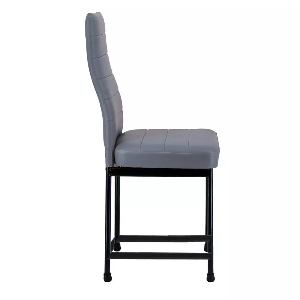 Zidle Bloom Dining Chair Set Faux Leatherette Solid Back Grey for Living Room, Dining, Restaurant, Study, Balcony, Kitchen (Pack of 4)