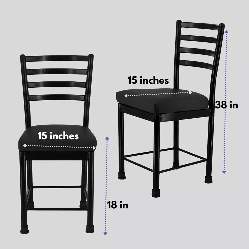 Zidle Asphalt Visitor Dining Chair Set Faux Leatherette Solid Back Black for Living Room, Dining, Restaurant, Study, Balcony, Kitchen (Pack of 4)