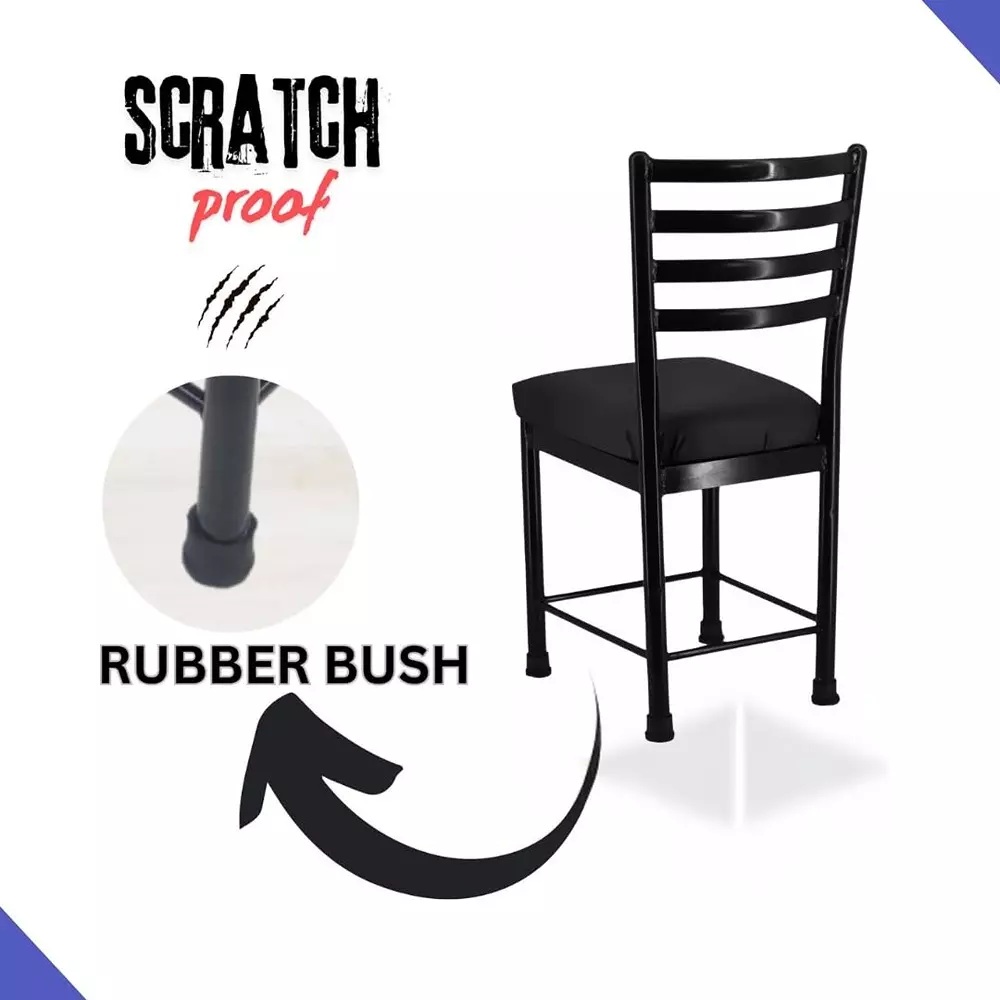 Zidle Asphalt Visitor Dining Chair Set Faux Leatherette Solid Back Black for Living Room, Dining, Restaurant, Study, Balcony, Kitchen (Pack of 4)