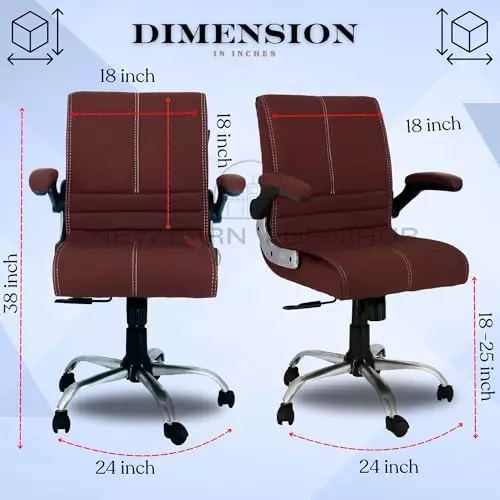 NEWTURN Maxson Revolving Office Chair Mid Back Standard Size Metal Material 5 Wheel Revolving Dark Brown